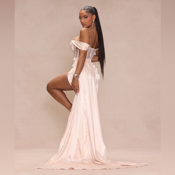 Fashion Nova Unapologetic Satin Gown in Champagne - Picture 6 of 16